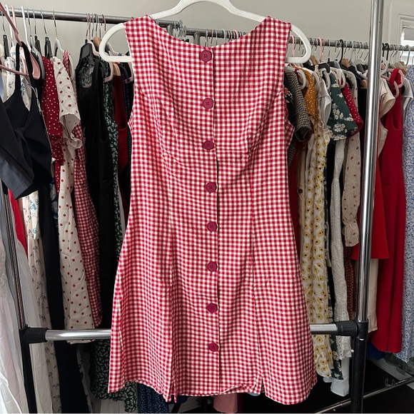 Rihoas Red Boat Neck Plaid Mini Dress - Picture 8 of 8